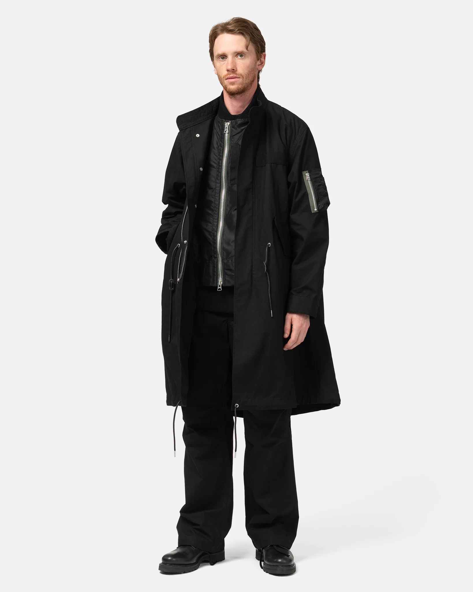 Sacai Rip Stop Coat Black - HAVEN